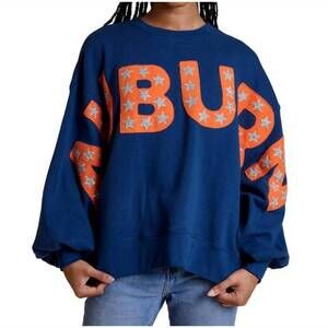NEW STEWART SIMMONS women's auburn glam pullover sweashirt in blue